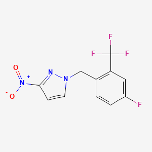 molecular formula C11H7F4N3O2 B6344439 1-{[4-Fluoro-2-(trifluoromethyl)phenyl]methyl}-3-nitro-1H-pyrazole CAS No. 1240572-32-0