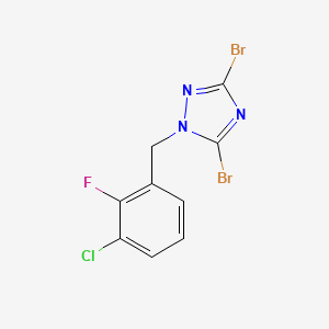 molecular formula C9H5Br2ClFN3 B6344531 3,5-Dibromo-1-[(3-chloro-2-fluorophenyl)methyl]-1H-1,2,4-triazole CAS No. 1240580-48-6