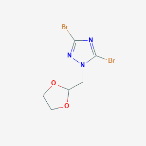 molecular formula C6H7Br2N3O2 B6344558 3,5-二溴-1-(1,3-二氧戊环-2-基甲基)-1H-1,2,4-三唑 CAS No. 1240571-91-8