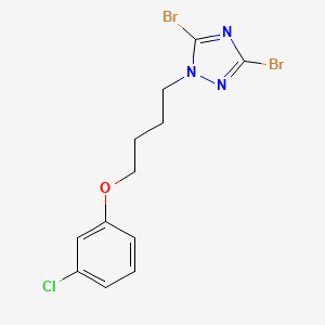 molecular formula C12H12Br2ClN3O B6344585 3,5-二溴-1-[4-(3-氯苯氧基)丁基]-1H-1,2,4-三唑 CAS No. 1240572-29-5
