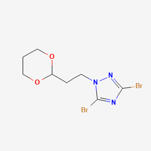 molecular formula C8H11Br2N3O2 B6344601 3,5-Dibromo-1-[2-(1,3-dioxan-2-yl)ethyl]-1H-1,2,4-triazole CAS No. 1240568-05-1