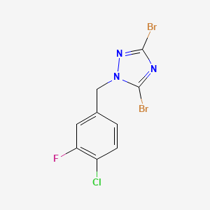molecular formula C9H5Br2ClFN3 B6344634 3,5-Dibromo-1-[(4-chloro-3-fluorophenyl)methyl]-1H-1,2,4-triazole CAS No. 1240572-53-5