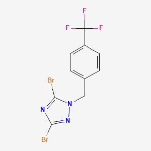 molecular formula C10H6Br2F3N3 B6344636 3,5-Dibromo-1-{[4-(trifluoromethyl)phenyl]methyl}-1H-1,2,4-triazole CAS No. 1240572-19-3
