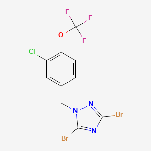 molecular formula C10H5Br2ClF3N3O B6344637 3,5-Dibromo-1-{[3-chloro-4-(trifluoromethoxy)phenyl]methyl}-1H-1,2,4-triazole CAS No. 1240573-75-4