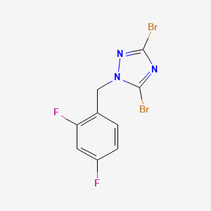 molecular formula C9H5Br2F2N3 B6344647 3,5-Dibromo-1-[(2,4-difluorophenyl)methyl]-1H-1,2,4-triazole CAS No. 1240580-09-9