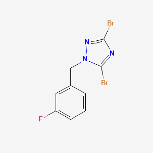 molecular formula C9H6Br2FN3 B6344659 3,5-二溴-1-[(3-氟苯基)甲基]-1H-1,2,4-三唑 CAS No. 1240580-18-0