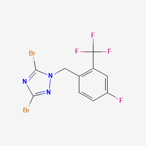 molecular formula C10H5Br2F4N3 B6344695 3,5-Dibromo-1-{[4-fluoro-2-(trifluoromethyl)phenyl]methyl}-1H-1,2,4-triazole CAS No. 1240574-12-2