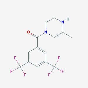 molecular formula C14H14F6N2O B6344758 1-[3,5-Bis(trifluoromethyl)benzoyl]-3-methylpiperazine CAS No. 1240567-35-4