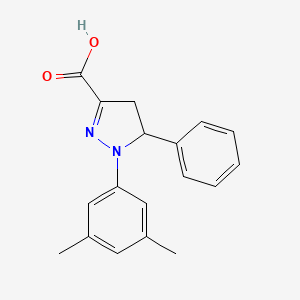 molecular formula C18H18N2O2 B6344968 1-(3,5-Dimethylphenyl)-5-phenyl-4,5-dihydro-1H-pyrazole-3-carboxylic acid CAS No. 1264043-98-2