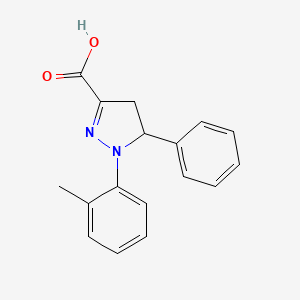 molecular formula C17H16N2O2 B6344971 1-(2-Methylphenyl)-5-phenyl-4,5-dihydro-1H-pyrazole-3-carboxylic acid CAS No. 858265-45-9