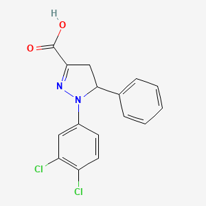 molecular formula C16H12Cl2N2O2 B6344991 1-(3,4-Dichlorophenyl)-5-phenyl-4,5-dihydro-1H-pyrazole-3-carboxylic acid CAS No. 1264044-08-7