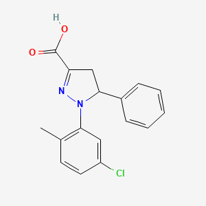 molecular formula C17H15ClN2O2 B6345004 1-(5-Chloro-2-methylphenyl)-5-phenyl-4,5-dihydro-1H-pyrazole-3-carboxylic acid CAS No. 1264047-45-1