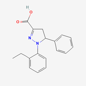 molecular formula C18H18N2O2 B6345014 1-(2-Ethylphenyl)-5-phenyl-4,5-dihydro-1H-pyrazole-3-carboxylic acid CAS No. 1264050-18-1