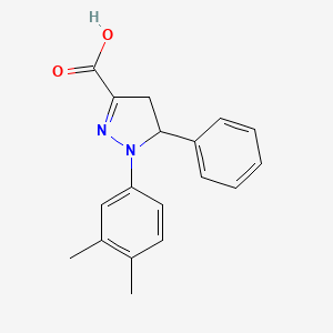 molecular formula C18H18N2O2 B6345025 1-(3,4-Dimethylphenyl)-5-phenyl-4,5-dihydro-1H-pyrazole-3-carboxylic acid CAS No. 1264040-15-4