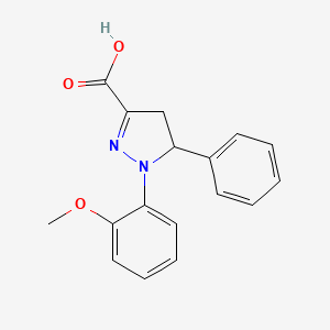 molecular formula C17H16N2O3 B6345033 1-(2-Methoxyphenyl)-5-phenyl-4,5-dihydro-1H-pyrazole-3-carboxylic acid CAS No. 1264041-25-9