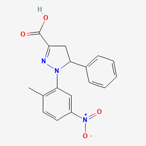 molecular formula C17H15N3O4 B6345047 1-(2-Methyl-5-nitrophenyl)-5-phenyl-4,5-dihydro-1H-pyrazole-3-carboxylic acid CAS No. 1264042-89-8