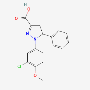 molecular formula C17H15ClN2O3 B6345052 1-(3-Chloro-4-methoxyphenyl)-5-phenyl-4,5-dihydro-1H-pyrazole-3-carboxylic acid CAS No. 1264042-82-1