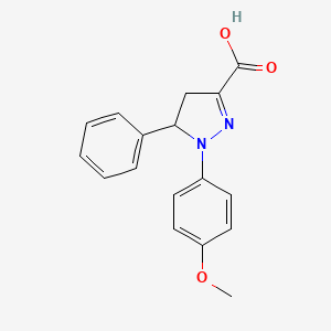 molecular formula C17H16N2O3 B6345057 1-(4-Methoxyphenyl)-5-phenyl-4,5-dihydro-1H-pyrazole-3-carboxylic acid CAS No. 1264041-81-7