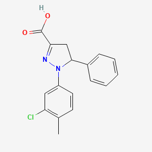 molecular formula C17H15ClN2O2 B6345060 1-(3-Chloro-4-methylphenyl)-5-phenyl-4,5-dihydro-1H-pyrazole-3-carboxylic acid CAS No. 1264043-06-2