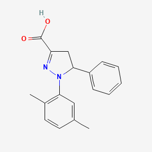 molecular formula C18H18N2O2 B6345061 1-(2,5-Dimethylphenyl)-5-phenyl-4,5-dihydro-1H-pyrazole-3-carboxylic acid CAS No. 1264041-74-8