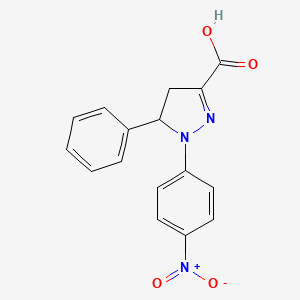 molecular formula C16H13N3O4 B6345064 1-(4-Nitrophenyl)-5-phenyl-4,5-dihydro-1H-pyrazole-3-carboxylic acid CAS No. 1264043-25-5