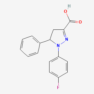 molecular formula C16H13FN2O2 B6345071 1-(4-Fluorophenyl)-5-phenyl-4,5-dihydro-1H-pyrazole-3-carboxylic acid CAS No. 1264042-71-8