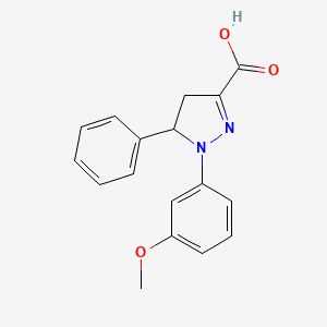 molecular formula C17H16N2O3 B6345095 1-(3-Methoxyphenyl)-5-phenyl-4,5-dihydro-1H-pyrazole-3-carboxylic acid CAS No. 1264043-45-9
