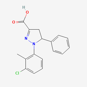 molecular formula C17H15ClN2O2 B6345100 1-(3-Chloro-2-methylphenyl)-5-phenyl-4,5-dihydro-1H-pyrazole-3-carboxylic acid CAS No. 1264039-72-6