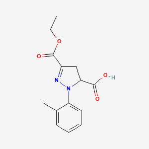 molecular formula C14H16N2O4 B6345109 3-(Ethoxycarbonyl)-1-(2-methylphenyl)-4,5-dihydro-1H-pyrazole-5-carboxylic acid CAS No. 1264041-11-3