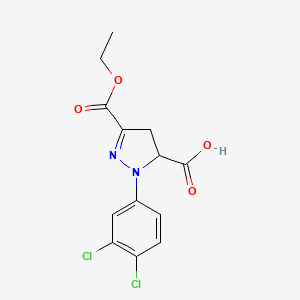 molecular formula C13H12Cl2N2O4 B6345115 1-(3,4-Dichlorophenyl)-3-(ethoxycarbonyl)-4,5-dihydro-1H-pyrazole-5-carboxylic acid CAS No. 1264041-20-4