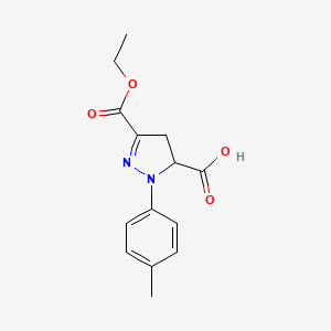 molecular formula C14H16N2O4 B6345119 3-(Ethoxycarbonyl)-1-(4-methylphenyl)-4,5-dihydro-1H-pyrazole-5-carboxylic acid CAS No. 1264047-34-8