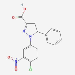 molecular formula C16H12ClN3O4 B6345128 1-(4-Chloro-3-nitrophenyl)-5-phenyl-4,5-dihydro-1H-pyrazole-3-carboxylic acid CAS No. 1264047-23-5