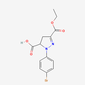 molecular formula C13H13BrN2O4 B6345142 1-(4-Bromophenyl)-3-(ethoxycarbonyl)-4,5-dihydro-1H-pyrazole-5-carboxylic acid CAS No. 1264041-06-6
