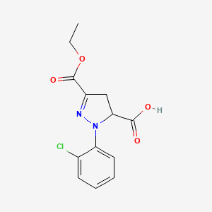 molecular formula C13H13ClN2O4 B6345150 1-(2-Chlorophenyl)-3-(ethoxycarbonyl)-4,5-dihydro-1H-pyrazole-5-carboxylic acid CAS No. 1264047-52-0