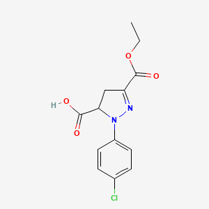 molecular formula C13H13ClN2O4 B6345158 1-(4-Chlorophenyl)-3-(ethoxycarbonyl)-4,5-dihydro-1H-pyrazole-5-carboxylic acid CAS No. 1264043-89-1