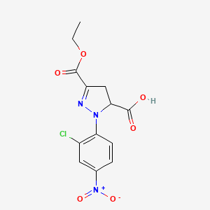 molecular formula C13H12ClN3O6 B6345164 1-(2-Chloro-4-nitrophenyl)-3-(ethoxycarbonyl)-4,5-dihydro-1H-pyrazole-5-carboxylic acid CAS No. 1264047-28-0