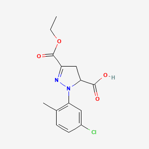 molecular formula C14H15ClN2O4 B6345167 1-(5-Chloro-2-methylphenyl)-3-(ethoxycarbonyl)-4,5-dihydro-1H-pyrazole-5-carboxylic acid CAS No. 1264041-75-9