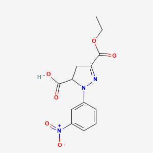 molecular formula C13H13N3O6 B6345169 3-(Ethoxycarbonyl)-1-(3-nitrophenyl)-4,5-dihydro-1H-pyrazole-5-carboxylic acid CAS No. 1264039-14-6
