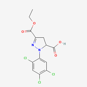 molecular formula C13H11Cl3N2O4 B6345179 3-(Ethoxycarbonyl)-1-(2,4,5-trichlorophenyl)-4,5-dihydro-1H-pyrazole-5-carboxylic acid CAS No. 1264047-50-8