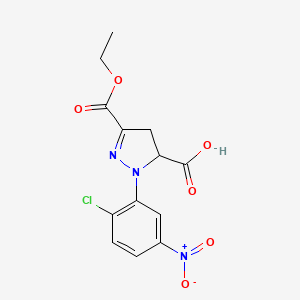 molecular formula C13H12ClN3O6 B6345183 1-(2-Chloro-5-nitrophenyl)-3-(ethoxycarbonyl)-4,5-dihydro-1H-pyrazole-5-carboxylic acid CAS No. 1264044-32-7