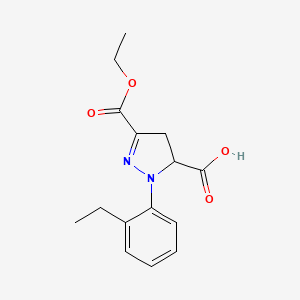 molecular formula C15H18N2O4 B6345189 3-(Ethoxycarbonyl)-1-(2-ethylphenyl)-4,5-dihydro-1H-pyrazole-5-carboxylic acid CAS No. 1264041-87-3