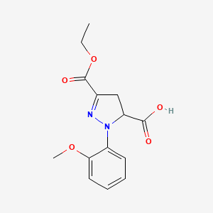 molecular formula C14H16N2O5 B6345195 3-(Ethoxycarbonyl)-1-(2-methoxyphenyl)-4,5-dihydro-1H-pyrazole-5-carboxylic acid CAS No. 1264050-36-3