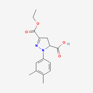 molecular formula C15H18N2O4 B6345196 1-(3,4-Dimethylphenyl)-3-(ethoxycarbonyl)-4,5-dihydro-1H-pyrazole-5-carboxylic acid CAS No. 1264048-16-9