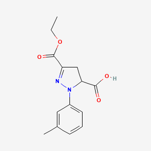 molecular formula C14H16N2O4 B6345210 3-(Ethoxycarbonyl)-1-(3-methylphenyl)-4,5-dihydro-1H-pyrazole-5-carboxylic acid CAS No. 1264046-26-5