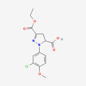 molecular formula C14H15ClN2O5 B6345221 1-(3-Chloro-4-methoxyphenyl)-3-(ethoxycarbonyl)-4,5-dihydro-1H-pyrazole-5-carboxylic acid CAS No. 1264046-15-2