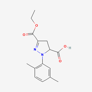 molecular formula C15H18N2O4 B6345226 1-(2,5-Dimethylphenyl)-3-(ethoxycarbonyl)-4,5-dihydro-1H-pyrazole-5-carboxylic acid CAS No. 1264042-25-2