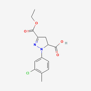 molecular formula C14H15ClN2O4 B6345236 1-(3-Chloro-4-methylphenyl)-3-(ethoxycarbonyl)-4,5-dihydro-1H-pyrazole-5-carboxylic acid CAS No. 1264042-92-3