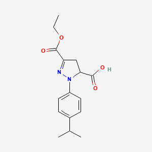 molecular formula C16H20N2O4 B6345247 3-(Ethoxycarbonyl)-1-[4-(propan-2-yl)phenyl]-4,5-dihydro-1H-pyrazole-5-carboxylic acid CAS No. 1264042-48-9