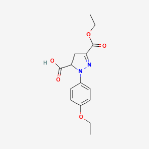 molecular formula C15H18N2O5 B6345251 3-(Ethoxycarbonyl)-1-(4-ethoxyphenyl)-4,5-dihydro-1H-pyrazole-5-carboxylic acid CAS No. 1264048-30-7