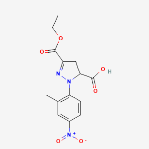 molecular formula C14H15N3O6 B6345284 3-(Ethoxycarbonyl)-1-(2-methyl-4-nitrophenyl)-4,5-dihydro-1H-pyrazole-5-carboxylic acid CAS No. 1264046-61-8